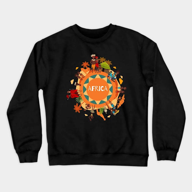 Africa Crewneck Sweatshirt by Mako Design 